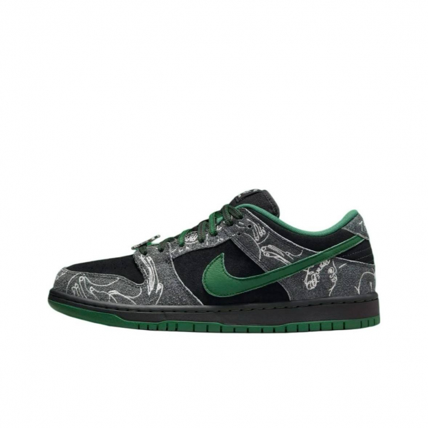 Nike SB Dunk Low x There Skateboards Black Grey Green