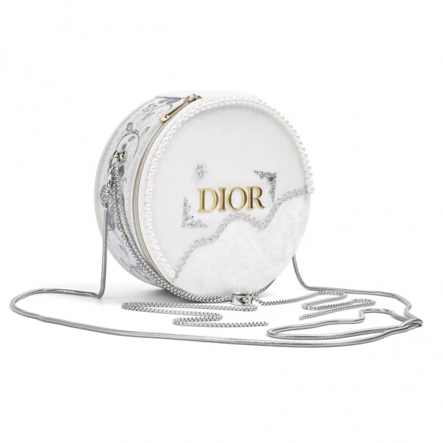 Сумка Dior Customized Cosmetic Bag White Silver Flowers - изображение 1