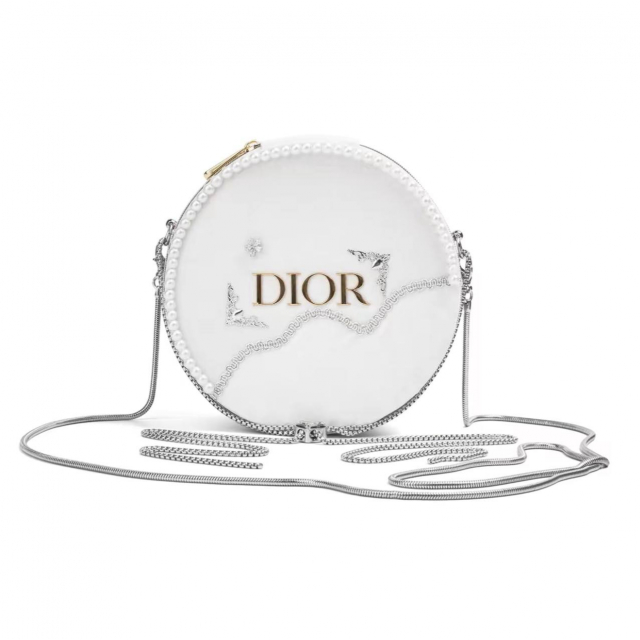 Сумка Dior Customized Cosmetic Bag White Silver Flowers