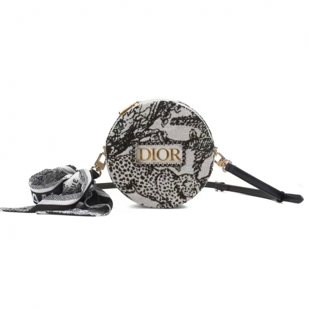 Сумка Dior Customized Cosmetic Bag Grey Black Flowers