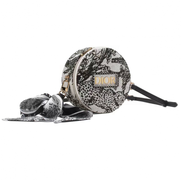 Сумка Dior Customized Cosmetic Bag Grey Black Flowers - изображение 2