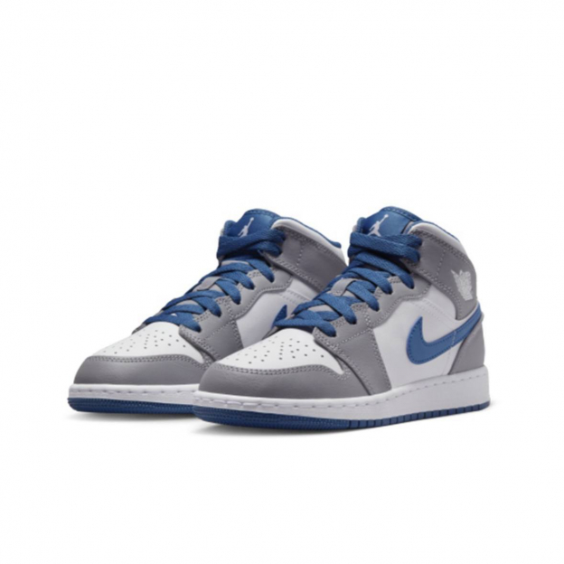 Air Jordan 1 Mid White Grey Blue  