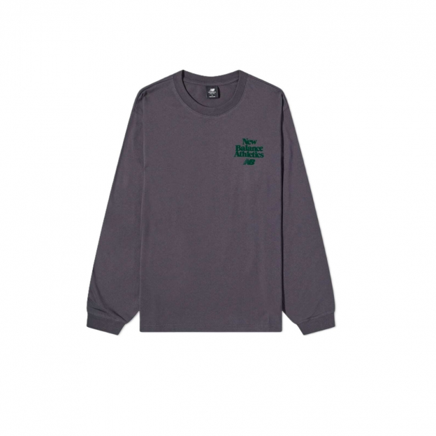Лонгслив New Balance Ath Tee Grey Green