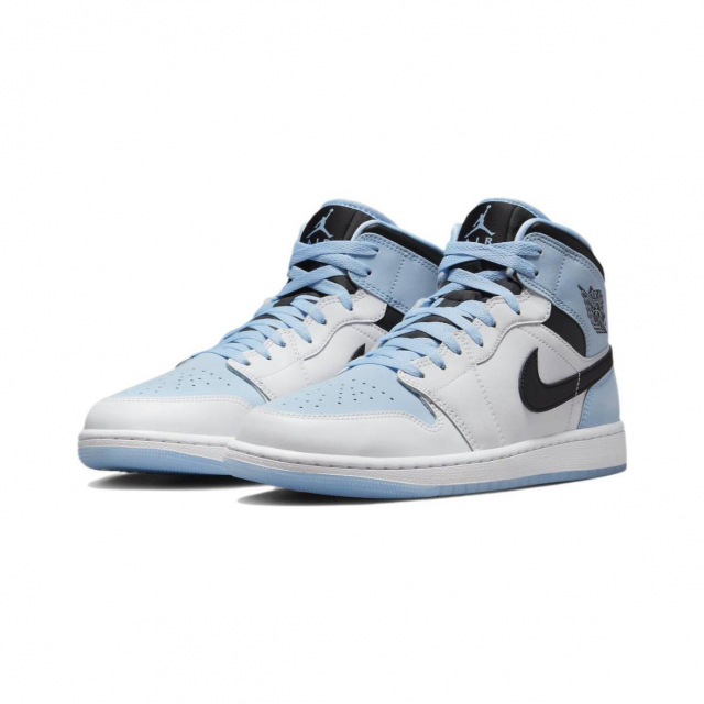 Air Jordan 1 Mid White Ice Blue Black