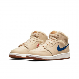 Air Jordan 1 Mid GS Fleece Pearl White