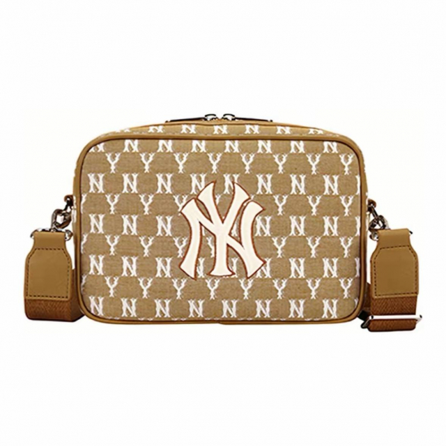 MLB NY Monogram Messenger Bag Beige Cream White