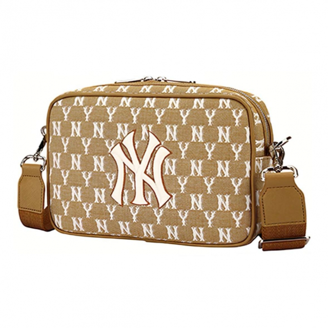 MLB NY Monogram Messenger Bag Beige Cream White