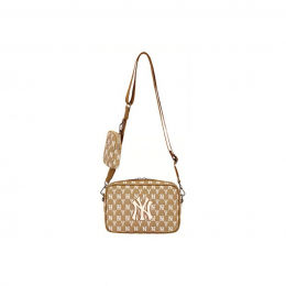 MLB NY Monogram Messenger Bag Beige Cream White