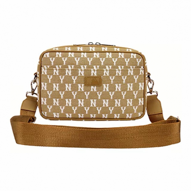 MLB NY Monogram Messenger Bag Beige Cream White