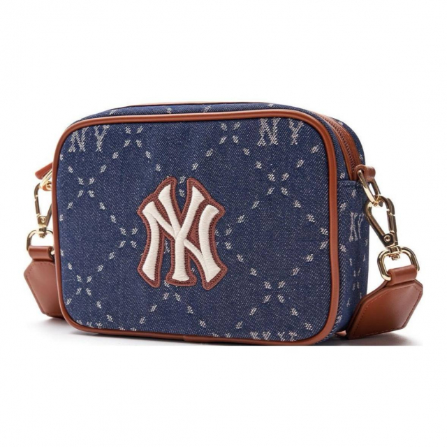 MLB NY Monogram Shoulder Bag Jeans Denim Brown