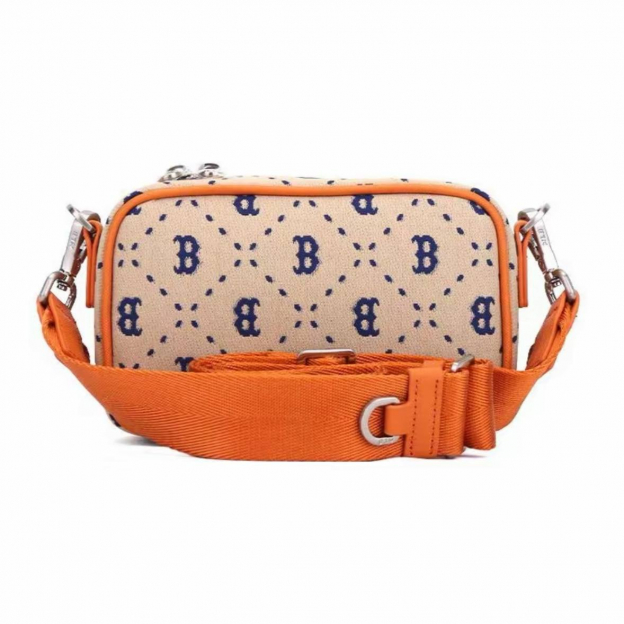 MLB Monogram Shoulder Bag Beige Orange Blue