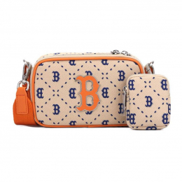 MLB Monogram Shoulder Bag Beige Orange Blue