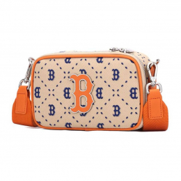 MLB Monogram Shoulder Bag Beige Orange Blue