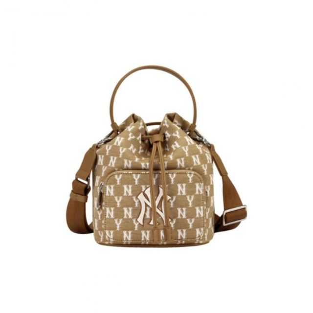 MLB NY Monogram Bucket Bag Beige Cream White