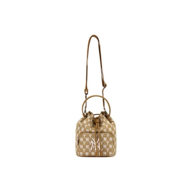 MLB NY Monogram Bucket Bag Beige Cream White