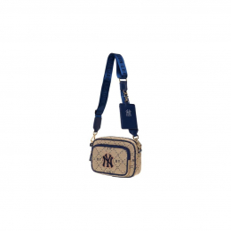 MLB NY Monogram Shoulder Bag Beige Brown Blue