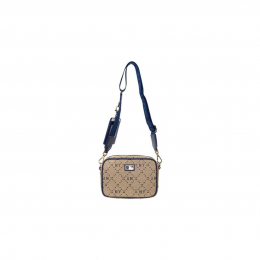 MLB NY Monogram Shoulder Bag Beige Brown Blue