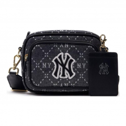 MLB NY Monogram Shoulder Bag Dark Grey Black