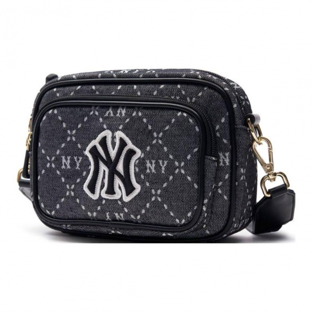 MLB NY Monogram Shoulder Bag Dark Grey Black