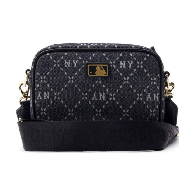 MLB NY Monogram Shoulder Bag Dark Grey Black
