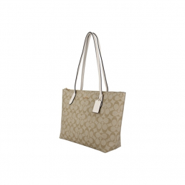 Сумка Coach Zip Top Tote Bag Beige White