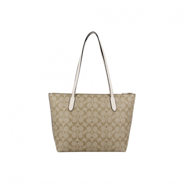 Сумка Coach Zip Top Tote Bag Beige White