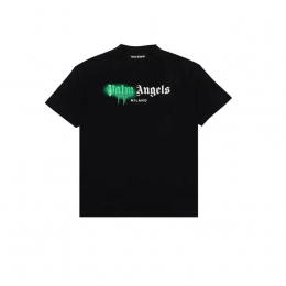 Футболка Palm Angels Green Sprayed Logo Tee Black