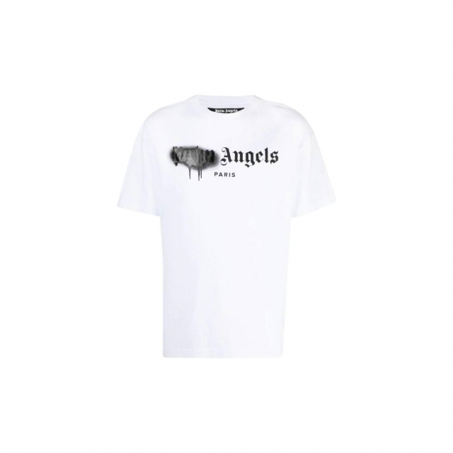 Футболка Palm Angels Black Sprayed Logo Tee White