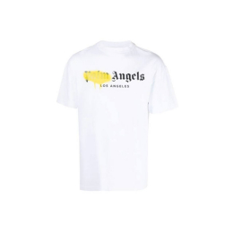 Футболка Palm Angels Yellow Sprayed Logo Tee  White