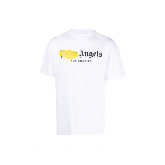 Футболка Palm Angels Yellow Sprayed Logo Tee  White