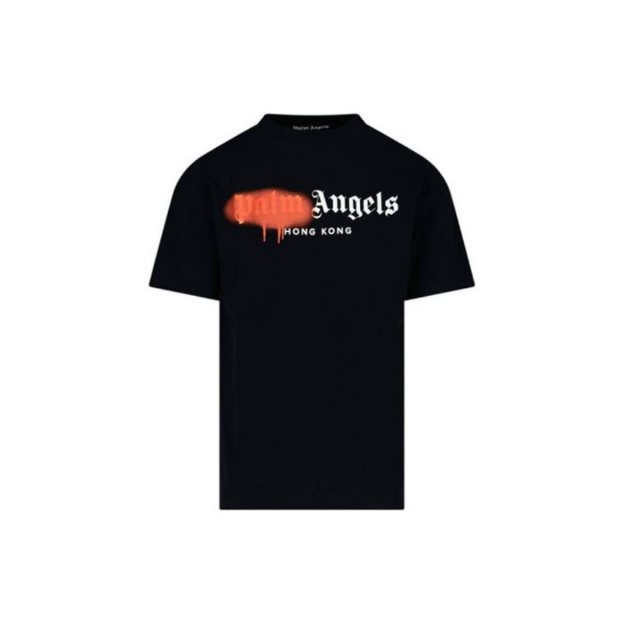 Футболка Palm Angels Orange Sprayed Logo Tee Black