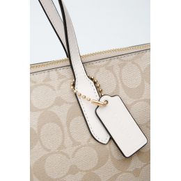 Сумка Coach Zip Top Tote Bag Beige White