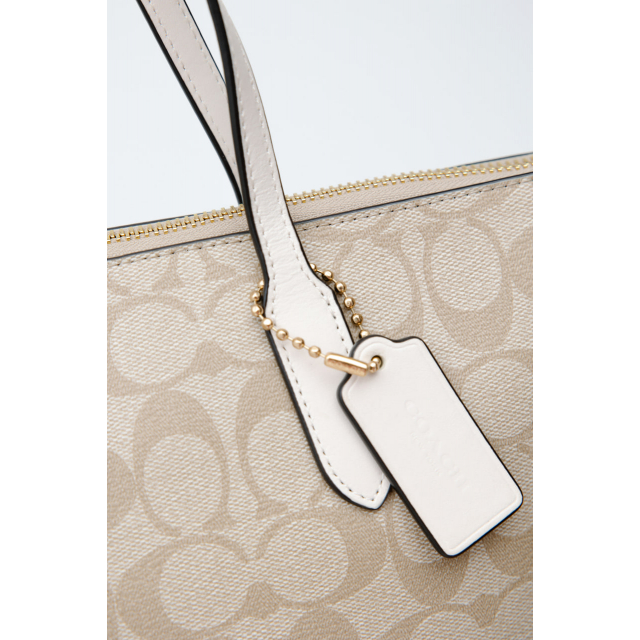 Сумка Coach Zip Top Tote Bag Beige White