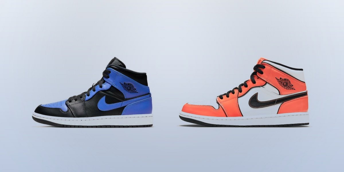 Air Jordan 1 Mid «Knicks» выйдут 1 ноября за 150 долларов: синий с оранжевым на чёрном нубуке и шенилловый логотип с языка AJ8