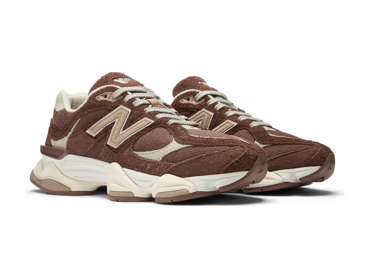 Коричневые New Balance 9060 с бежевой подошвой