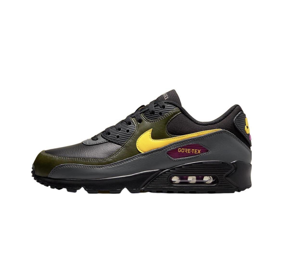 Кроссовки Nike Air Max 90 Gore-Tex в чёрно-оливковом сбоку